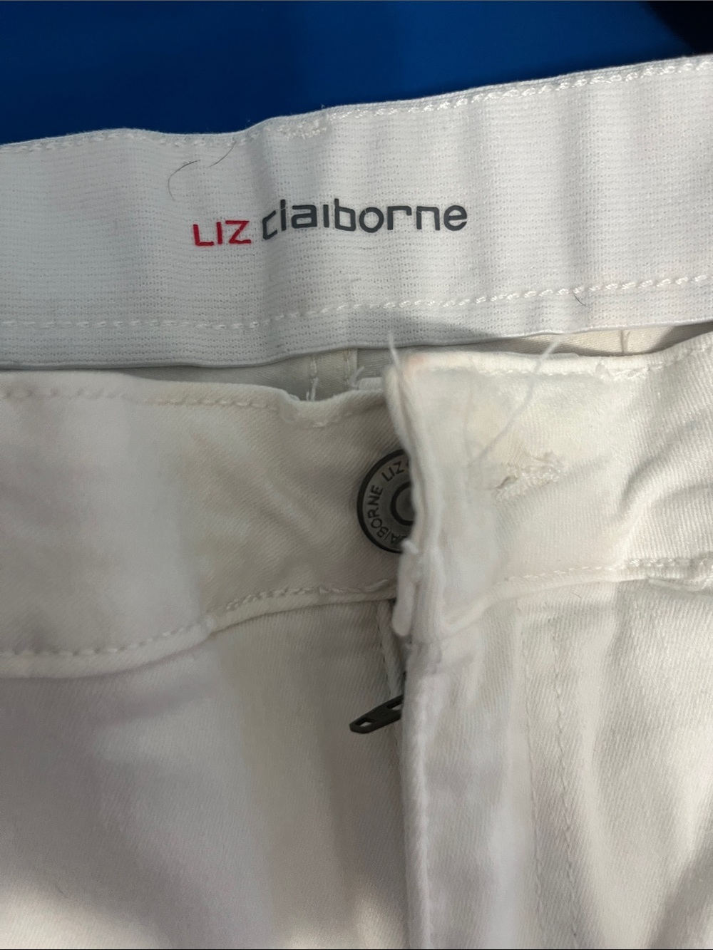 Liz Claiborne White Denim Pants with Branded Waistband